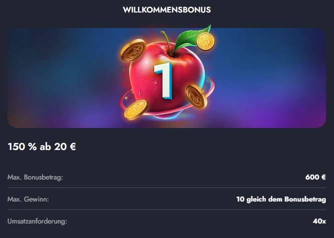 Martin Casino Willkommensbonus mit 150 Prozent ab 20 Euro