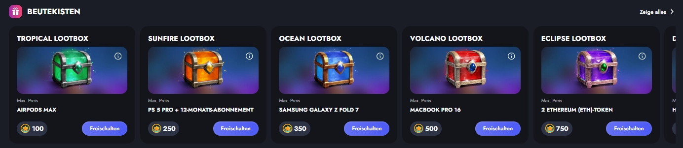 Martin Casino Bonus Store mit Lootboxen und Freispielen